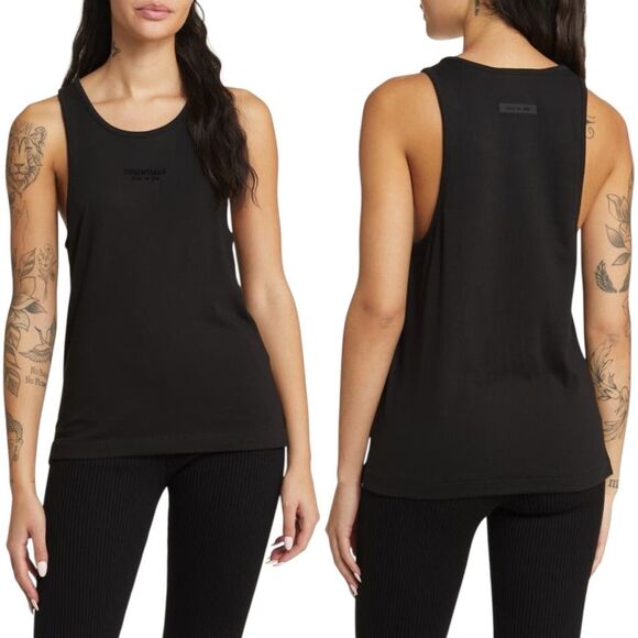 Fear of God Essentials Tank Jet Black Knit Top Muscle Tee Women’s Size XL NWT - Picture 1 of 13